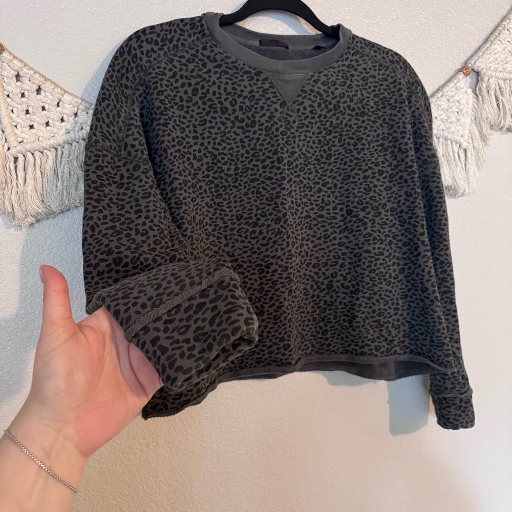 ATM Anthony Thomas Melillo French Terry Animal Print Crewneck Sweatshirt Size XS - Picture 3 of 6
